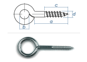 1,8 x 8mm Ringschrauben verzinkt mit Holzgewinde (10 Stk.)