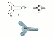 M4 x 10mm Flügelschrauben DIN316 Stahl verzinkt (1...