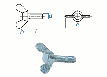 M4 x 16mm Flügelschrauben DIN316 Stahl verzinkt (1 Stk.)