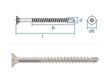 6 x 100mm Edelstahlschrauben A2 TX m. Bohrspitze u. Fräsrippen  (1 Stk.)