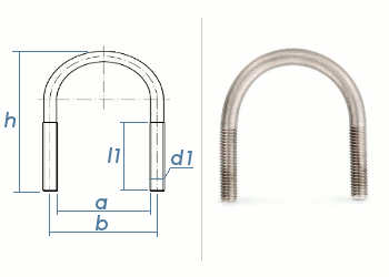 M8 x 30 x 46mm (3/4") Rundstahlbügel ähnl. DIN3570 Edelstahl A4 (1 Stk.)