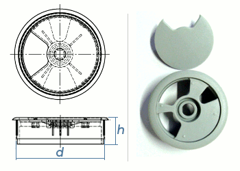 80mm Kabeldurchführung RAL7035 lichtgrau (1 Stk.)