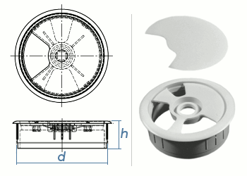 60mm Kabeldurchführung RAL9010 reinweiß (1 Stk.)