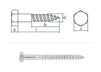 8 x 110mm Sechskant-Holzschrauben DIN571 Stahl verzinkt (10 Stk.)