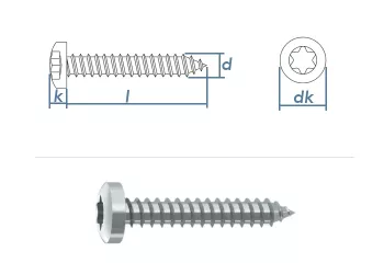 6,3 x 70mm Blechschrauben Linsenkopf TX verzinkt  DIN7981-C  (10 Stk.)
